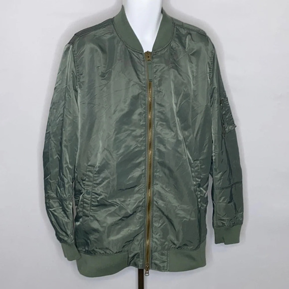 Vince Elongated Aviator Bomber Jacket in Artichoke - Size Large - Picture 2 of 10